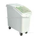 F-8888 white plastic rice container with wheels